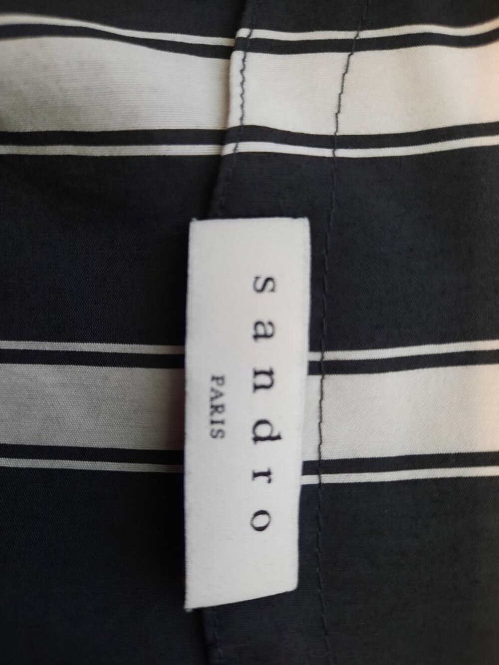 Sandro Paris Black White Striped Shirt Dress Gold Buttons Size Small - Picture 6 of 8